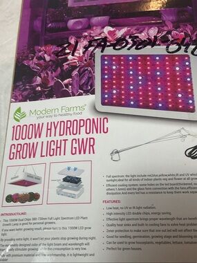 Modern Farms 1000W Hydroponic Grow Light GWR LEDs